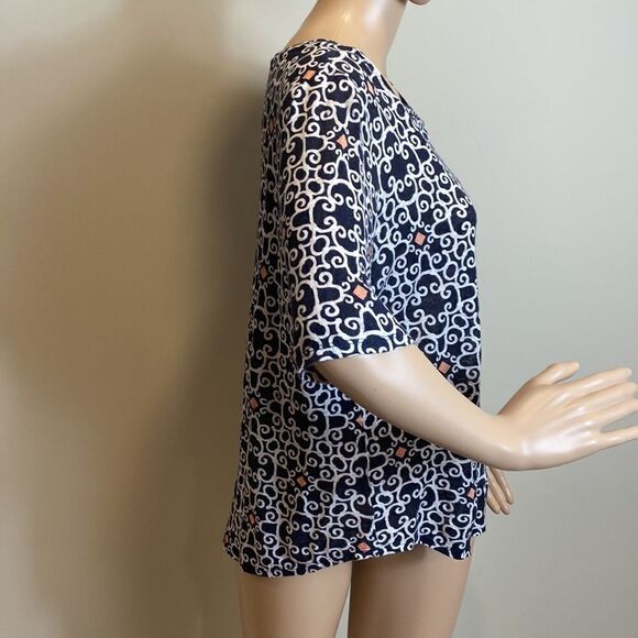 LOFT Ann Taylor linen printed short sleeve t-shirt, size M. - Picture 3 of 7